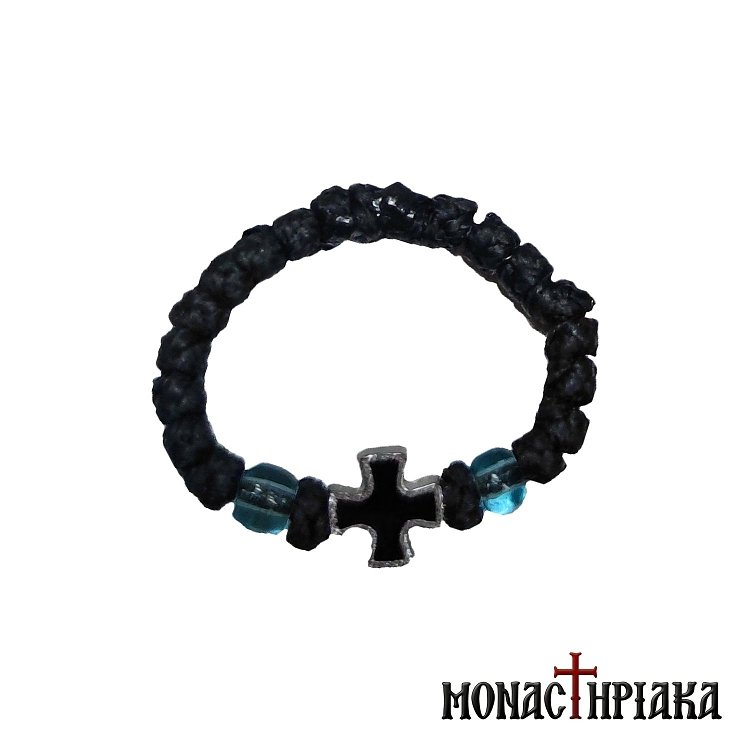 Κομποσχοίνι Κερωμένο Μαύρο με Σταυρό για το Δάχτυλο