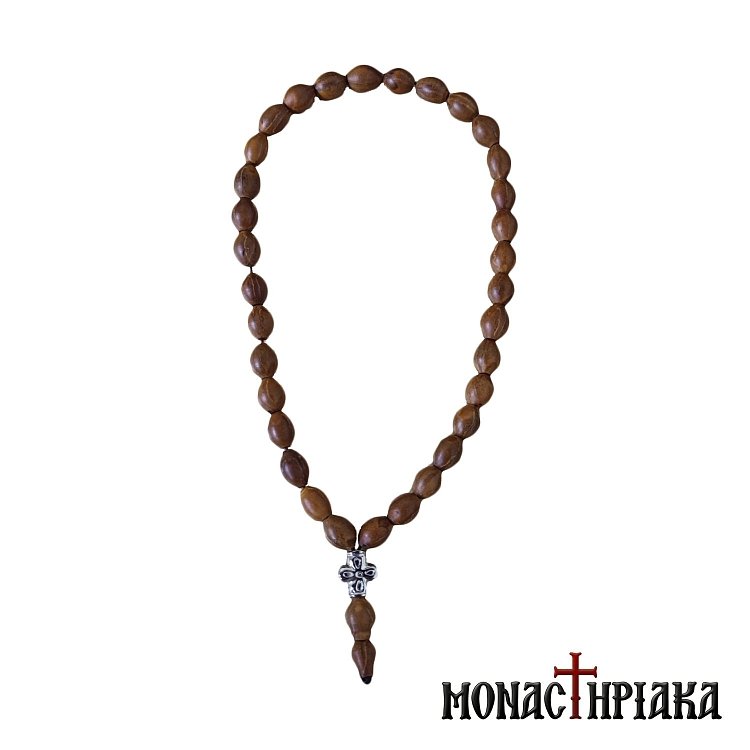 Prayer Rope with Natural Seeds and a Cross