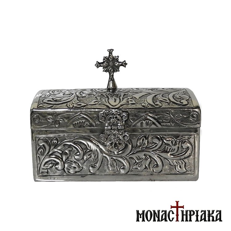 Reliquary in Silver Color with Engraved Decoration