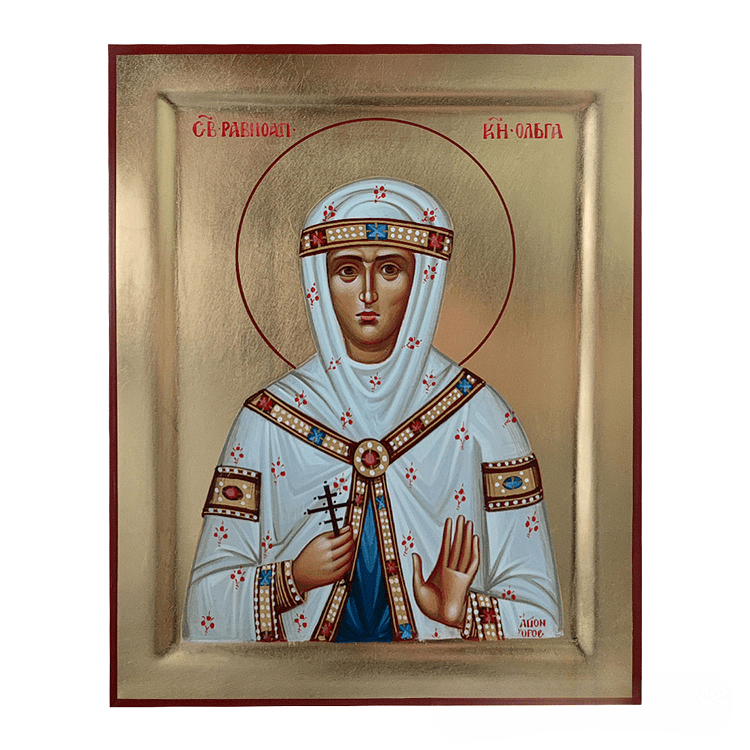 Saint Olga Handmade Wooden Iconography from Mount Athos