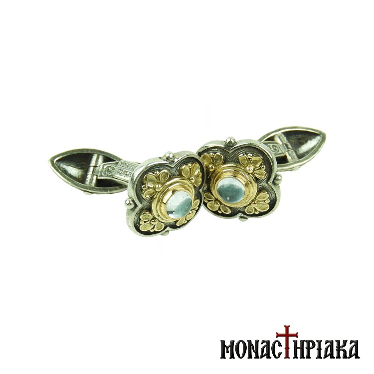 Silver Cufflinks with Aquamarine