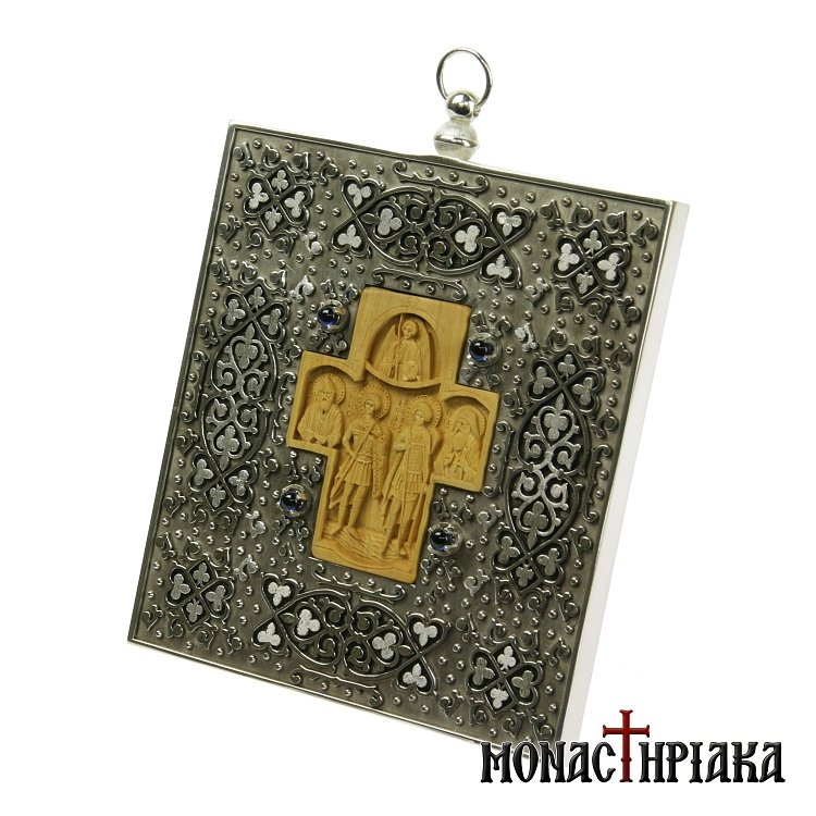 Hand Carved Wooden Cross | St. Demetrius - St. George - St. Paisios - St. Porphyrios