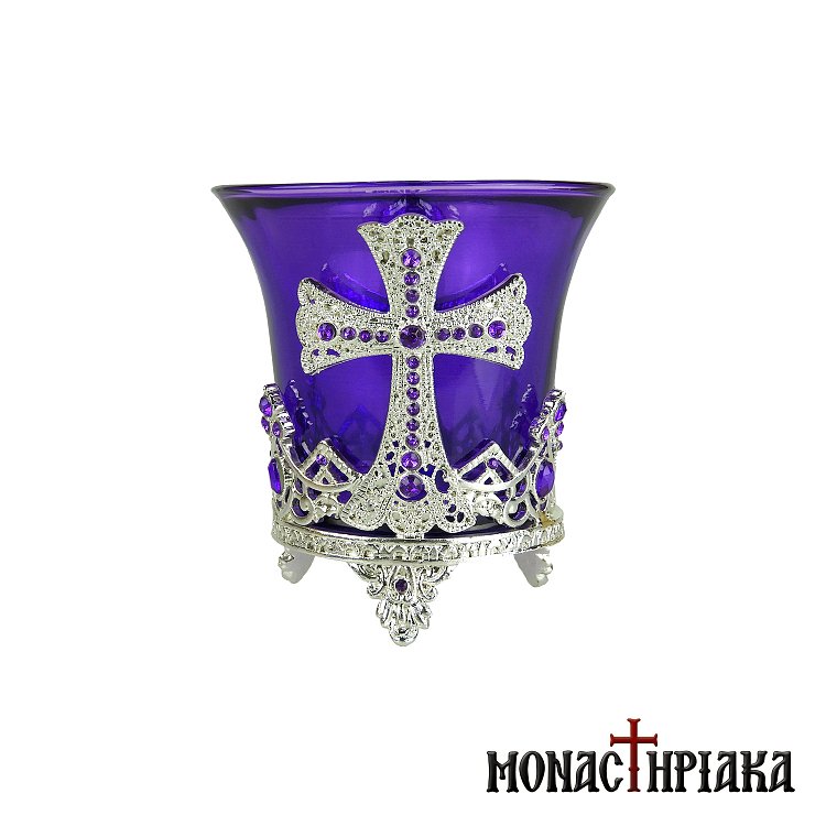 Καντήλι Επιτραπέζιο με Διακόσμηση Σταυρό (Μικρό)