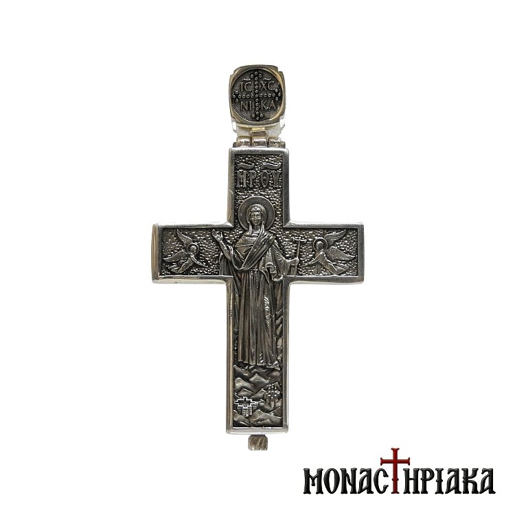 Σταυρός Ασημένιος Κουφωτός με την Αγία Σκέπη