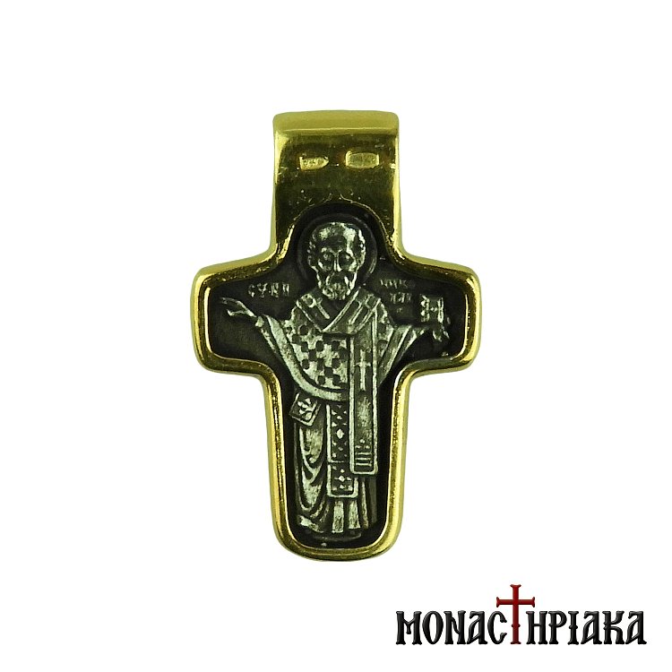 Σταυρός Ασημένιος με τον Άγιο Νικόλαο και το Άγιο Μανδήλιο