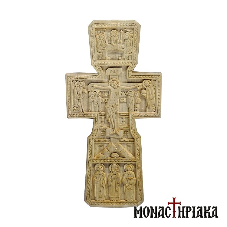 Wood-carved Cross with the Crucifixion and the Holy Trinity