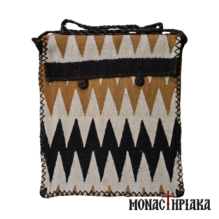 Handmade Wool Bag with Geometric Patterns in Brown Color