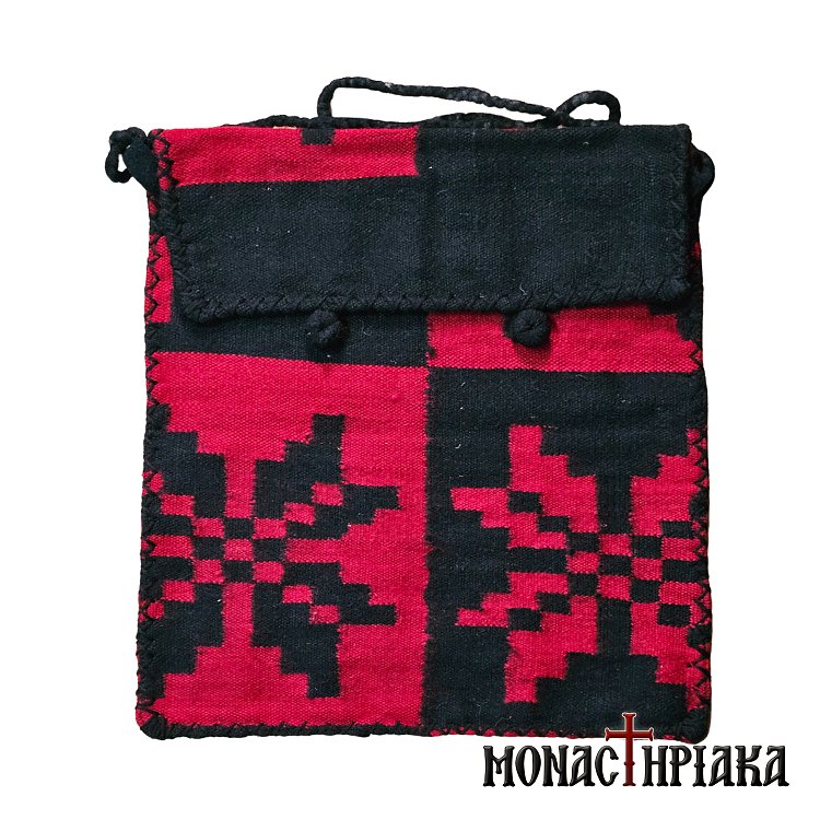 Monk Handwoven Bag with Black - Red Embroidery