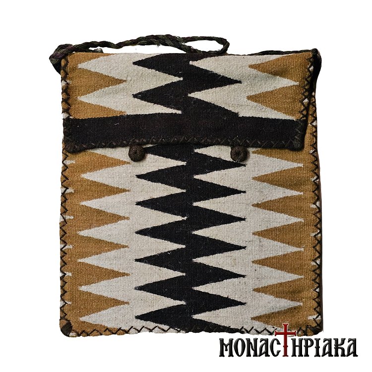 Handwoven Bag with Geometric Patterns in Brown Color