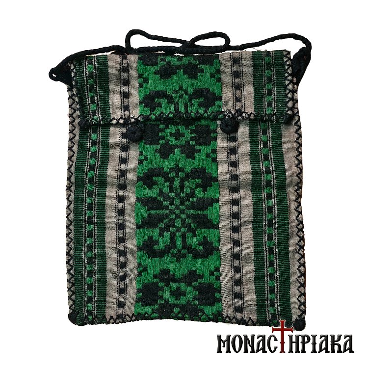 Green Handwoven Bag with Geometric Patterns