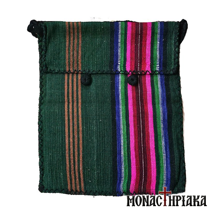 Monk Handwoven Bag with Pink - Green Embroidery