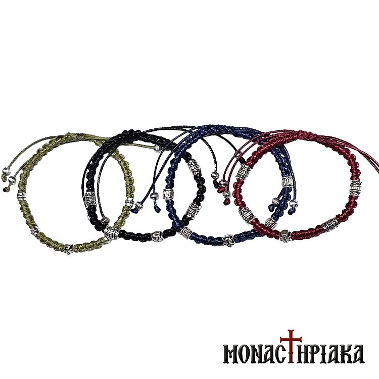 Knitted Bracelet with Metal Beads from Mount Athos
