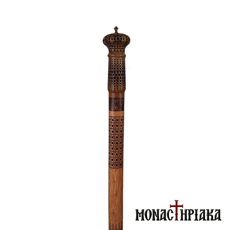 Walking Stick with Carved Decoration and Cross