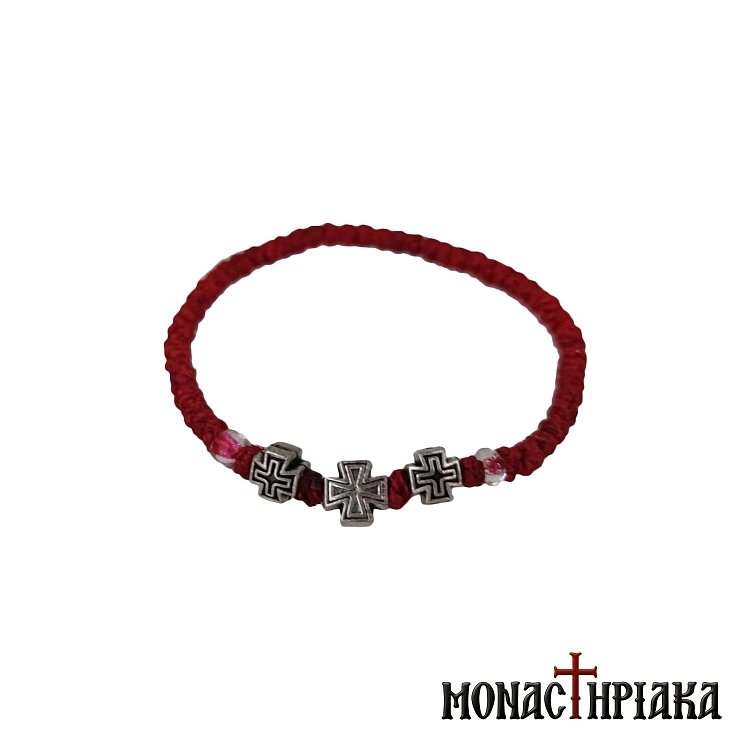 Waxy Prayer Rope with 3 Crosses