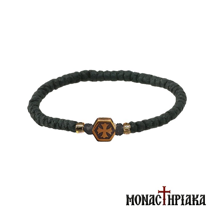 Κομποσχοίνι με Κερωμένο Νήμα και Χάντρα Αιματίτη