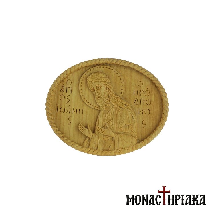 Wood Carved Buckle with Saint John the Baptist