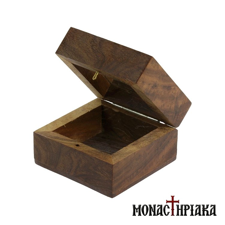 Wooden Box with Glass and Brass Cross (Small Size)