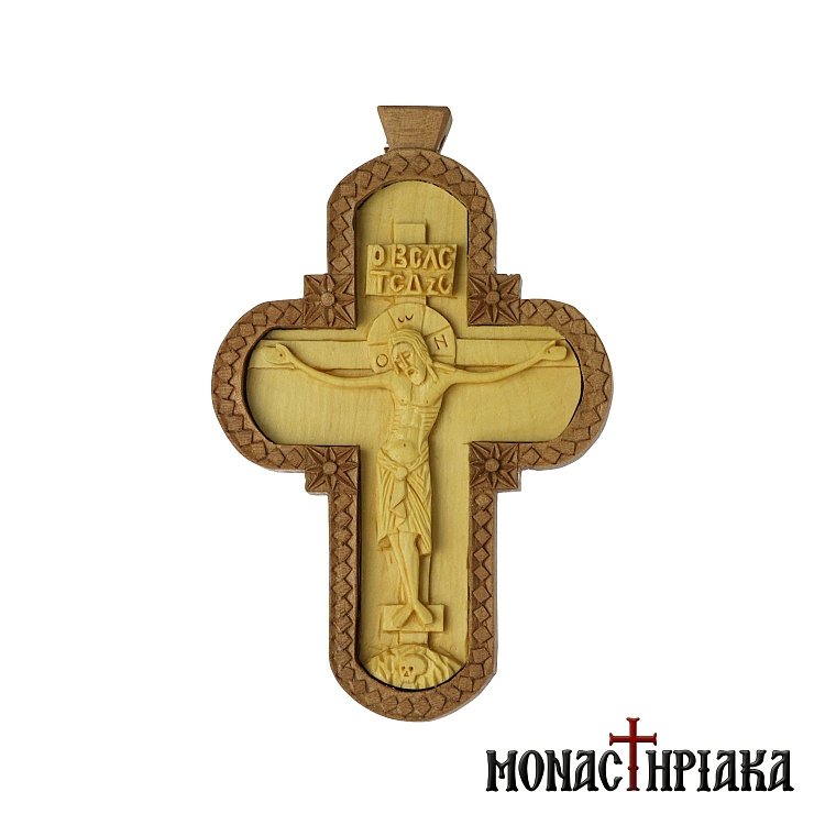 Wood Carved Pectoral Byzantine Cross