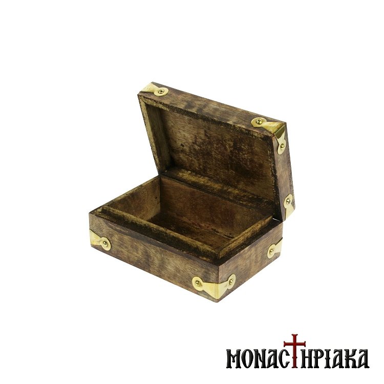 Wooden Box with Engraved Decoration and Cross