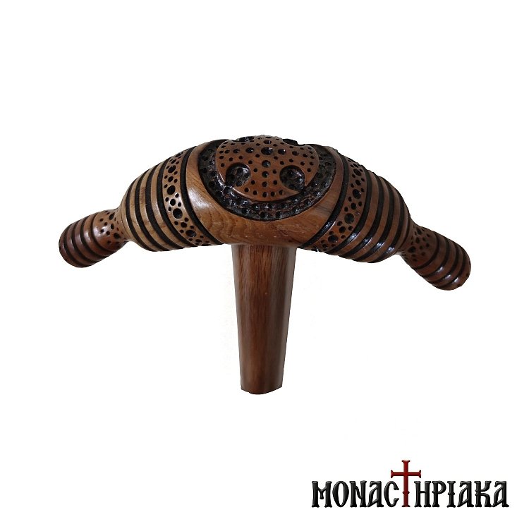 Walking Stick with Bending Grip Carved Decoration