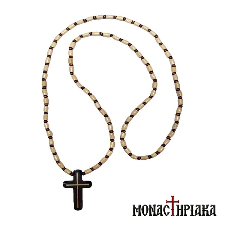 Wooden Cross for the Neck made of Walnut Tree & Boxwood