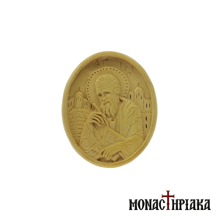 Wood Carved Engolpion with Saint John the Theologian