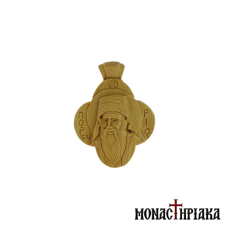 Small Wood Carved Engolpion with Saint Porphyrios