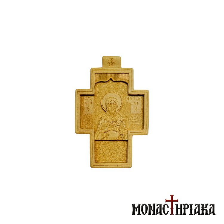 Saint Anthonios the Great Wood-carved Cross