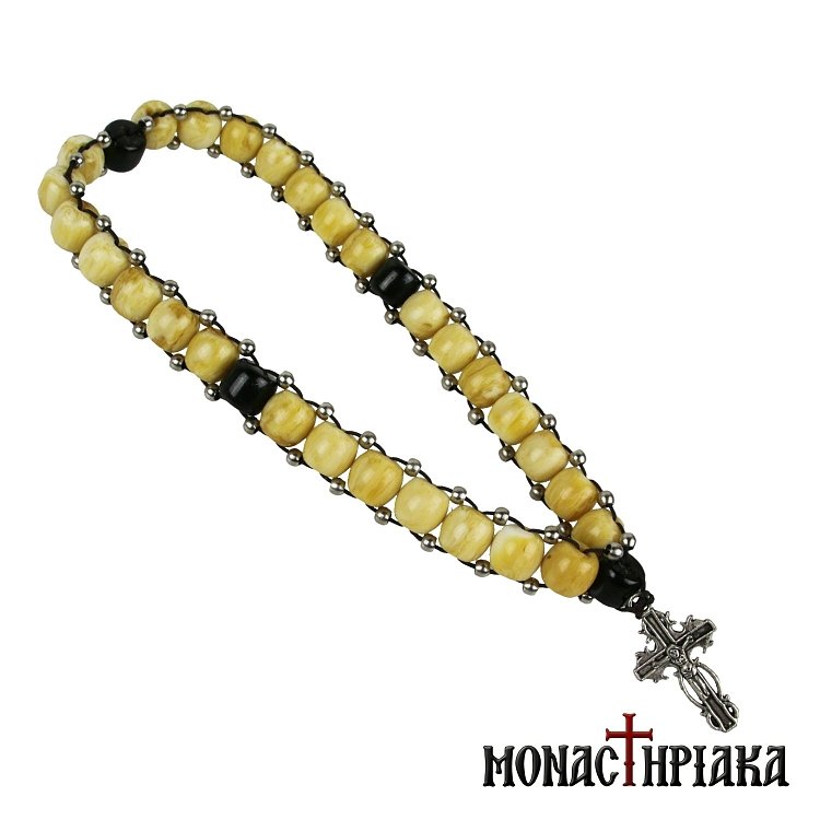 Prayer Rope with Beige-Black Beads