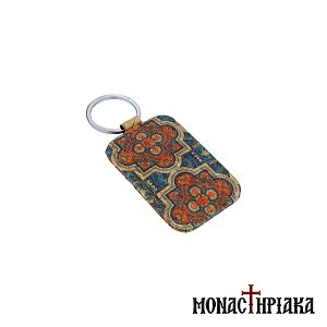 Cork Keychain with Geometric Designs