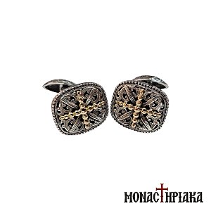 Silver Cufflinks with Gold-plated Cross
