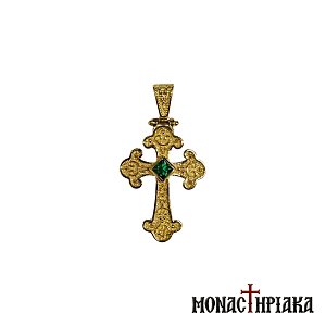 Silver Cross Gold-plated with Emerald Stone