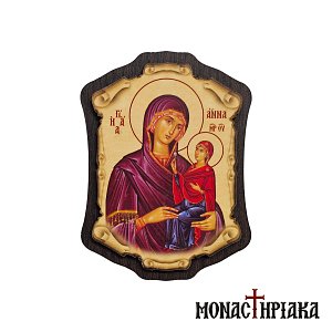 Wooden Magnet with Saint Anne and Theotokos
