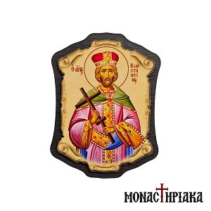 Wooden Magnet with Saint Constantine