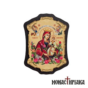 Wooden Magnet with Virgin Mary the Amaranth Rose
