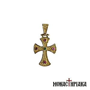 Silver Cross Gold-plated with Purple Stones