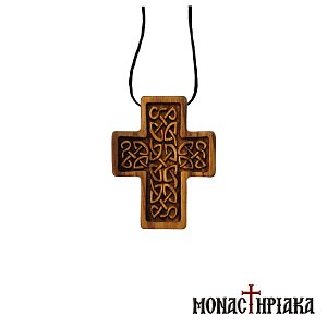 Olive Wood Cross with Engraved Decoration