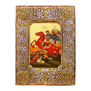 Saint Demetrius on Horseback Silver Icon
