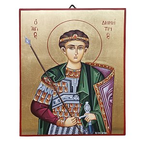 Handmade Religious Iconography with Saint Demetrius the Myrrh-streamer