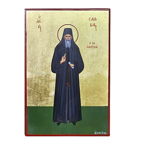 Handmade Icon of Saint Savvas the New of Kalymnos