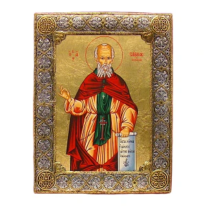 Silver Icon with Saint Sabbas the Sanctified