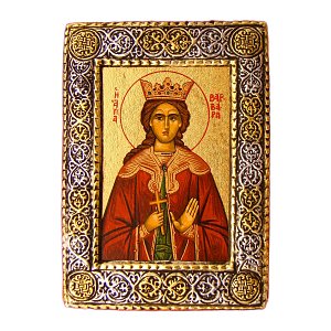 Silver Icon with Saint Barbara