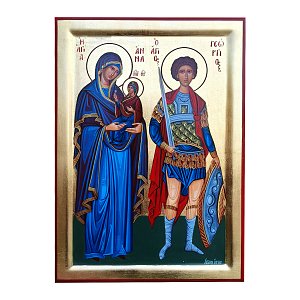 Handmade Iconography with Saint Anna and Saint George
