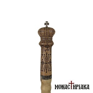 Walking Stick with Carved Decoration and Cross