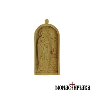 Wood Carved Icon with Saint Saint Nicholas