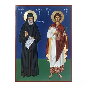 Iconography on Wood with Saint Paisios and Saint Vitus