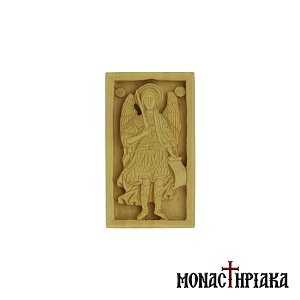 Wood Carved Icon with Archangel Michael