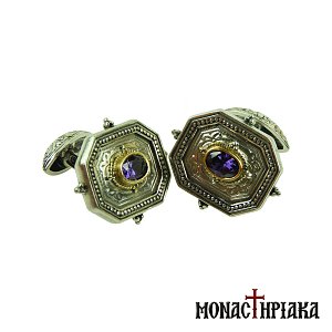Ασημένια Μανικετόκουμπα με Zircon