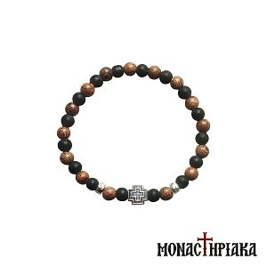 Athonite Bracelet with Wooden Beads and Cross