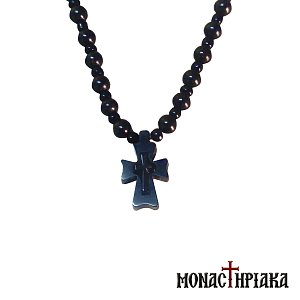 Christian Cross for the Neck with Black Jasper